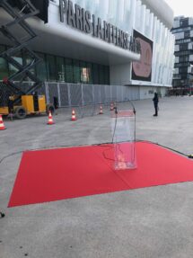 Location de moquette pour l'inauguration des anneaux olympiques, Paris la defense Arena